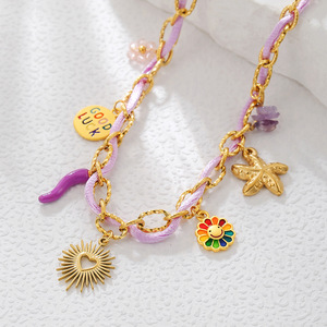 Best-seller estate <span class=keywords><strong>collana</strong></span> ciondolo sole oro placcato in acciaio inox <span class=keywords><strong>con</strong></span> stella marina perla cuore <span class=keywords><strong>tartaruga</strong></span> dopamina alla moda per il regalo - Product Image 5