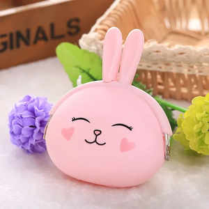 Warna-warni kelinci Kawaii silikon lucu Mini dompet kantong koin kecil unik wanita kustom anak perempuan tas genggam dompet anak - Product Image 6