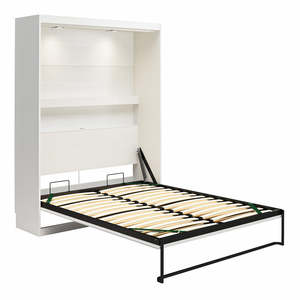 Nouveau mécanisme de lit mural en acier avec armoire en contreplaqué, taille et couleur personnalisables, ensemble de meubles <span class=keywords><strong>Murphy</strong></span> gain de place - Product Image 2