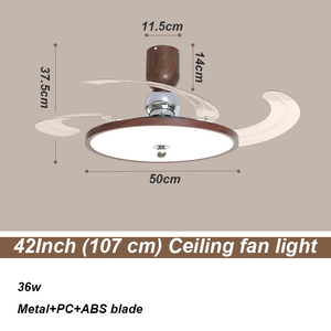 พัดลมเพดาน LED รุ่นใหม่ พร้อมใบพัดไม้ 3 ใบ มอเตอร์ DC ควบคุมด้วยรีโมท ติดตั้งแบบฝังพร้อมไฟ สำหรับห้องนั่งเล่น - Product Image 2