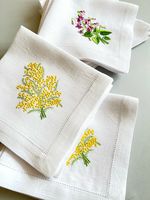 Serviettes en lin brodées de haute qualité, style point de croix doux, pour la maison, l'avion, la table – Idéales pour les mariages, la cuisine, les fêtes, les dîners