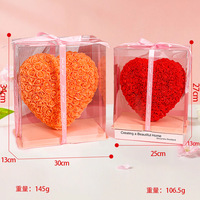 2025 coeur de rose artificielle le plus populaire avec boîte en Pvc coeur en mousse PE 35cm coeur de rose de fleur artificielle personnalisé pour la saint-valentin