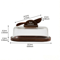 Boîte à beurre en bois avec couvercle en verre, plateau rectangulaire pour le stockage du beurre, des desserts, des gâteaux, du fromage