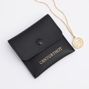 Pochette en cuir noir PUPPYSEW de haute qualité, pochette en PU pour bijoux, collier, bague, boucles d'oreilles, emballage, pochette avec logo personnalisé - Product Image 3
