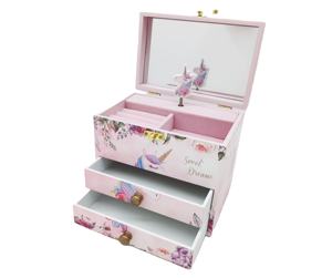 Boîte à bijoux musicale en bois licorne de luxe personnalisée pour filles, cadeau princesse pour enfants - Product Image 1