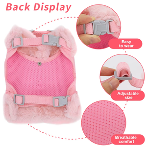 子犬、フレンチブルドッグ、チワワ、ヨークシャテリア、猫用の保護冬用コットンハーネスリードセット、反射材付き、安全解除可能な犬用ハーネス - Product Image 6