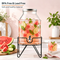 Distributeur de boissons en verre de 6500 ml avec support métallique et robinet, grand distributeur de cocktails pour plage, complexe hôtelier, club, bar, vente en gros, OEM