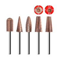 5 embouts en carbure de tungstène pour perceuse à ongles, outil multifonctionnel pour manucure et pédicure, revêtement or rose