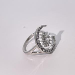 Tianyu Gems Dreamy Moon Star Zircon <b>Copper</b> Ring Women's Celestial Statement Fashion Accessory - Product Image 2