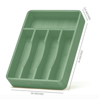 Organisateur de tiroirs en bambou pour ustensiles de cuisine Grand plateau de rangement pour couverts et couverts