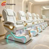 Nouveau design 2026 : Fauteuil de pédicure électrique moderne en fibre de verre avec massage corporel complet et chargeur sans fil pour salon de manucure