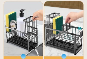 Organisateur d'<span class=keywords><strong>évier</strong></span> pour éponge, brosse <span class=keywords><strong>et</strong></span> savon à vaisselle avec plateau d'égouttage pour comptoir - Product Image 2