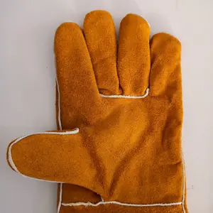Welding Gloves Price Cheaper Price Welder Garde B Cowhide Split Leather Yellow Leather Work Arc Welding Gloves