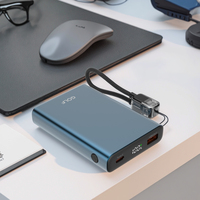 Chargeur mobile en polymère métallique, OEM personnalisé, écran LCD, charge rapide PD 20W avec câble, mini batterie externe 10000mAh