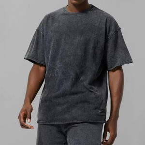 T-shirt personnalisé graphique homme actif goutte à l'épaule surdimensionné lavé à l'acide brut - Product Image 1
