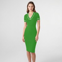 Robe chemisier maxi tricotée taille haute ajustée à contraste de couleurs pour femme, style A-line, idéale pour l'été – Personnalisation OEM/ODM