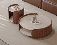 Table basse en bois massif avec bordure en écorce d'arbre, style moderne, pour salon, OE HOME
