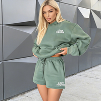 Ensemble sweat à capuche et short en molleton de coton personnalisé pour femme, ensemble deux pièces essentiel de haute qualité avec impression en relief