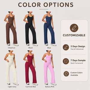 Conjunto de Yoga para Mujer: Top Halter con Lazos en la Espalda y Pantalones de Pierna Ancha de Cintura Alta, Suaves y Ajustados, 2 Piezas para Gimnasio, Correr y Entrenamiento - Product Image 5