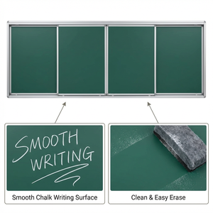 <span class=keywords><strong>Tableau</strong></span> noir coulissant vert pour l'école, <span class=keywords><strong>tableau</strong></span> blanc magnétique <span class=keywords><strong>mural</strong></span> pour salle de classe, grande taille, <span class=keywords><strong>tableau</strong></span> d'écriture pédagogique, cadre en aluminium - Product Image 2