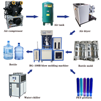 Máquina para hacer botellas de plástico de 10 L de alta calidad, 2 cavidades, PET de botellas de moldeo por soplado, cilindros rotativos de Motor Airtac semiautomático
