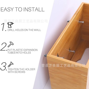 Bamboo <b>Paper</b> Napkin Dispenser Wall Mounted Rectangular Wood Grain <b>Color</b> Desktop <b>Tissue</b> Box Storage Holder - Product Image 5