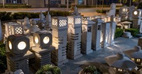Lanterne en granit pour la maison, le jardin, la villa, décoration moderne de chemin, lampadaire rond solaire, éclairage extérieur, garantie à vie, respectueux de l'environnement