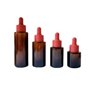Botella cosmética recargable con cuentagotas de goma a prueba de fugas, botella de ámbar de 60ml, botella de vidrio tintado, embalaje sostenible para salón de belleza - Product Image 5