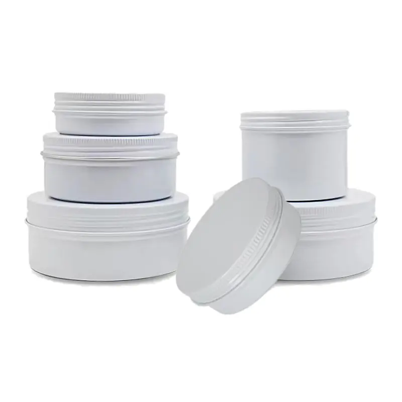 white frost jar with aluminium metal lid white customized cosmetic jars container 0.5oz 1oz 2oz 3oz 4oz 5oz 6oz 7oz 8oz