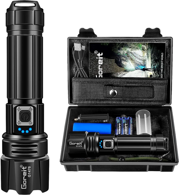 Flashlight High Lumens Rechargeable, 990000 Lumen Led Flashlights, P70.2 Super Bright Flashlights for Emergencies Camping