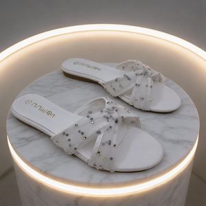 Sandales plates à plateforme pour femmes, nouveau style, avec strass, <span class=keywords><strong>tissu</strong></span> en maille croisée, légères, résistantes, pour l'été - Product Image 4