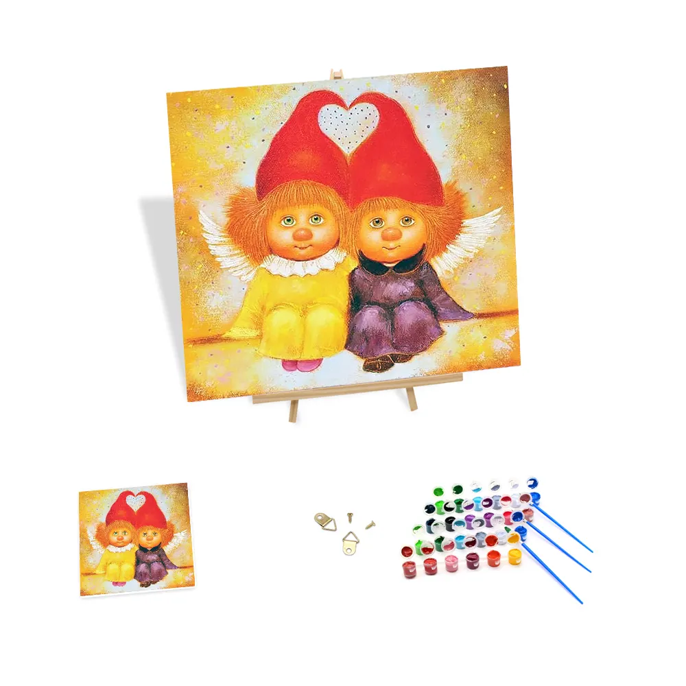Offre Spéciale peinture par numéros sur toile pour enfants jumeaux petites filles ange peinture par numéros personnaliser votre photo