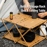 Mesa Plegable de Tres Niveles para Exteriores Mountainhiker, Mesa de Almacenamiento Multicapa, Mesa de Camping Portátil, Mesa de Picnic