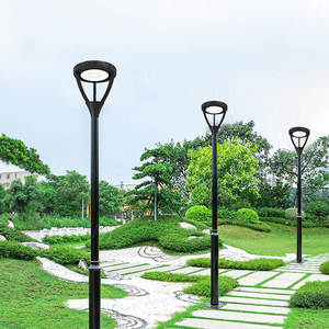 Lampe de jardin LED noire ronde à plateau plat avec support de bras à 3 pieds, série J03 - Product Image 6