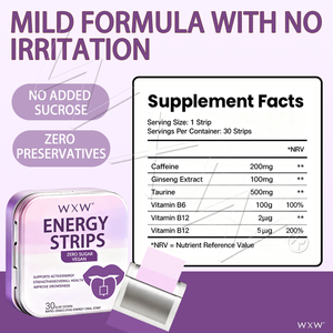 Bandes énergétiques à dissolution instantanée avec vitamine B6, B12 et extrait de ginseng pour adultes actifs - Product Image 4