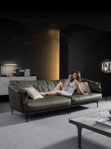 Sofá de cuero italiano de gama alta, sofá de cuero decoro, sofá reclinable de cuero - Product Image 5