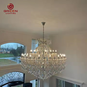 Lámpara de araña de cristal de lujo personalizada para salón de banquetes de bodas, lámpara de techo grande para hotel - Product Image 2