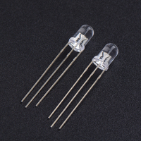 Diode LED RGB 5 mm 3/4 broches F5 DIP à lentille ronde transparente, multicolore contrôlable, anode commune, 0,1 W, diode laser RGB, diode électroluminescente