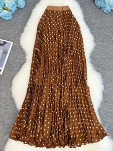 <span class=keywords><strong>Jupe</strong></span> plissée classique à pois, style français, polyvalente, taille haute, coupe trapèze, longueur mi-<span class=keywords><strong>longue</strong></span> - Product Image 3
