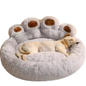 Winter Warm Lang Haar Huisdier Kennel Huisdier Mat Beer Paw Hond Bed Afneembaar Wasbaar Huisdier Bed