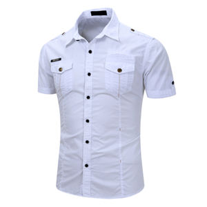 เสื้อเชิ้ตผู้ชายไซส์ใหญ่แฟชั่นฤดูร้อนแขนสั้นสำหรับกิจกรรมกลางแจ้ง ผ้าฝ้าย 100% พิมพ์ลายสกรีน สีพื้น ระบายอากาศได้ดี สไตล์ลำลอง ขายส่ง - Product Image 2