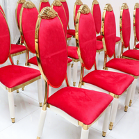 Vente en gros de meubles pour hôtel, tables et chaises de fête pour banquets, métal doré, velours rouge