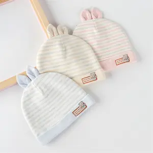 Newborn Boy Girl Cartoon Ears Beanie Rabbit Double Layer Organic 100% Cotton Toddler Bonnet Caps