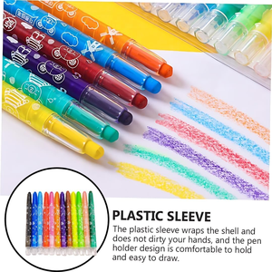 NOVISON Professional Twistable Crayon Set <b>12</b> Colors 8cm Washable for Artists Students Kids School Stationery - Product Image 3