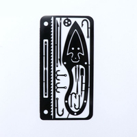 Carte de survie multifonction 22-en-1 en acier inoxydable noir, format carte de crédit, avec kit d'outils de pêche pour le camping en extérieur, les situations d'urgence et la randonnée