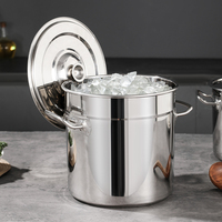 Panci Masak Besar untuk Perjamuan Keluarga, Wadah Stainless Steel untuk Peralatan Dapur Hotel, Panci Sup & Kaldu Kapasitas Besar