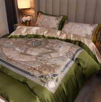 Ensemble de literie 100% soie de mûrier, 4 pièces, housse de couette en soie pure, ensemble de draps avec 2 taies d'oreiller, ensemble de linge de lit taille King Queen