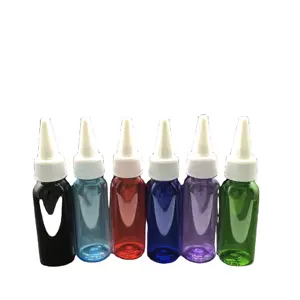 Botella PET vacía, pequeña, recargable y ligera, colorida, de 1 onza, 30ml, con tapa afilada, para viaje