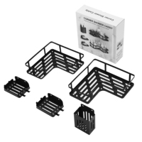 Ensemble de 5 paniers d'angle de douche en acier carbone CF, organisateur de salle de bain auto-adhésif avec porte-savon et porte-brosse à dents pour la maison et l'hôtel