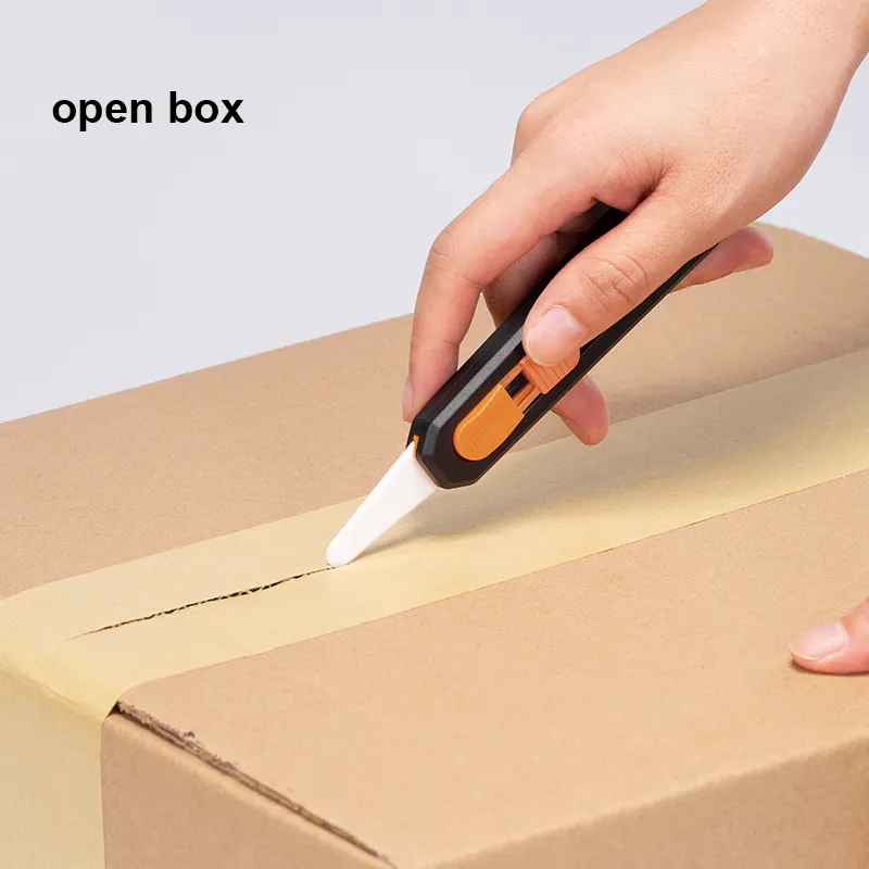 Cuchillo de utilidad MIDDIA, cortador de caja de cerámica de seguridad con abridor de caja de borde de diente de sierra, cuchillos, cuchillo de bolsillo multifuncional para corte de papel